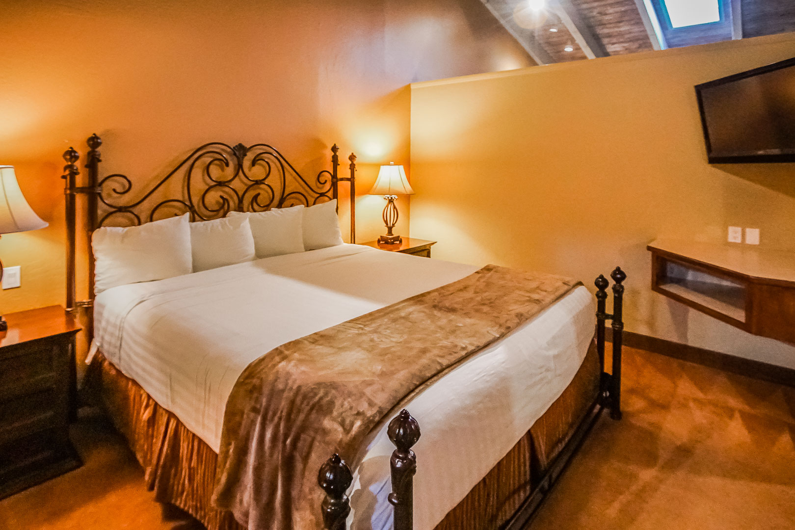A spacious master bedroom at VRI's Villas at Poco Diablo in Sedona, Arizona.